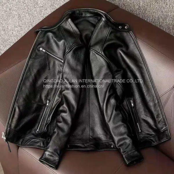 2021NEW FASHION WASHED MEN'S GENUINE COWSKIN LEATHER JACKET FACTORY HOT SALE photo-2