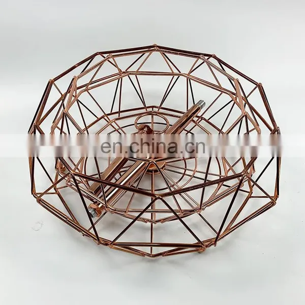 Detachable 2 Tier Storage Basket Decorative Metal Wood Wire Bamboo Hanging Fruit Basket Stand photo-3