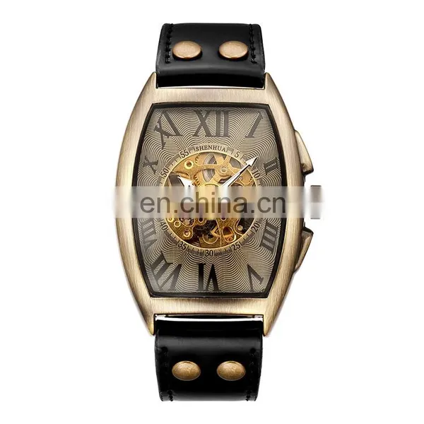 SHENHUA 9868 Simple Sports Automatic Mechanical Watch Leather Strap Analog Display Luxury Watches Men photo-2