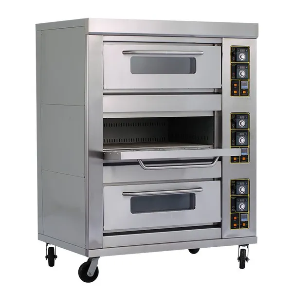 3 Deck 6 Trays Commercial Kitchen Gas Oven Bakery Machine Equipment Baking Oven Bread Cake Deck Oven