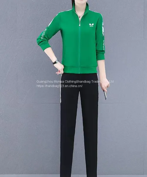 Sports Suit Women's Spring And Autumn Women's Casual Suit Stand-Up Collar Sweater Women's Running Two-Piece Set photo-3