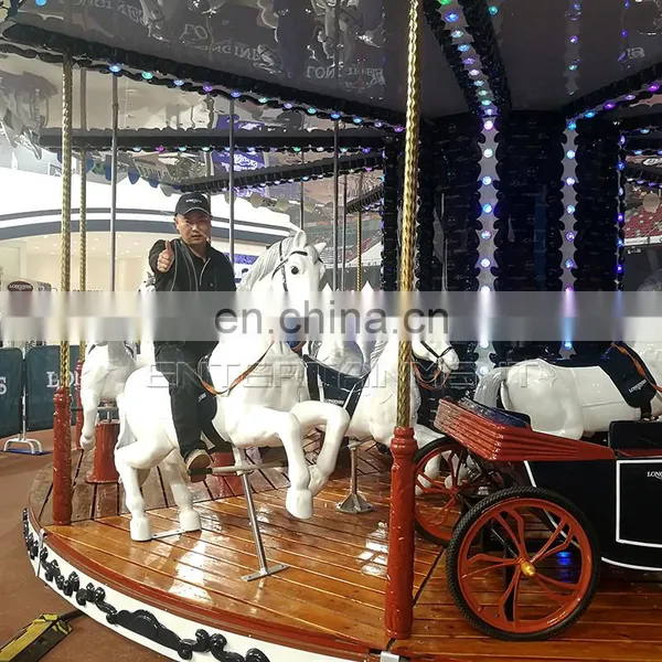 Fairground Kids Fiberglass Carousel Amusement Park Equipment Merry go Round photo-2