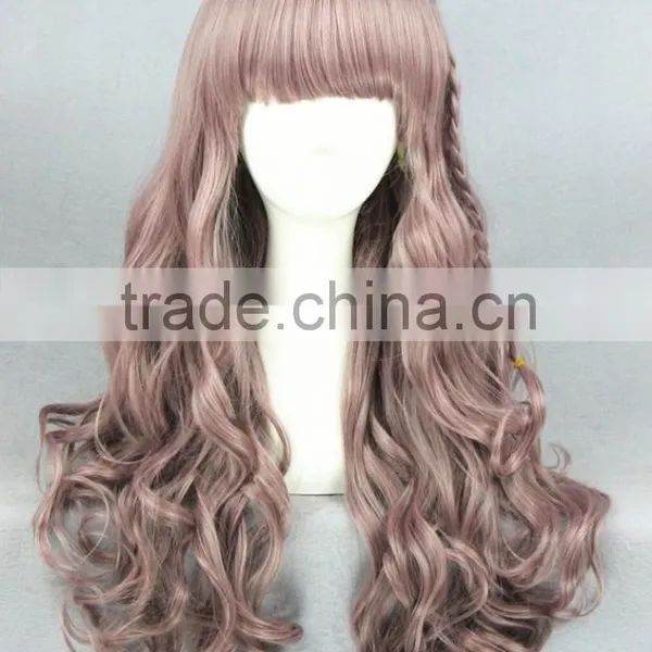 Wholesale 65CM Medium Light Brown Curly Wave Lolita Women Fashion Synthetic Hair Wig photo-2