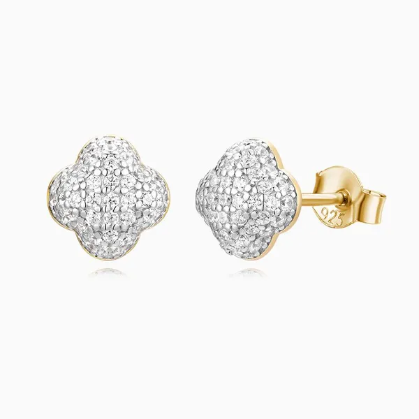Shining Star Jewelry Micro Pave Zircon Hip Hop Men Iced Out Flower Stud Earrings photo-3