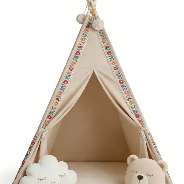 Indoor Teepee Tent for Kids With Stars Led Lights - Pop-Up Playhouse for Boys and Girls photo-2