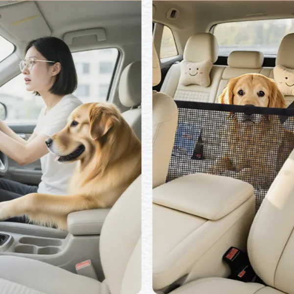 Automotive Car Back Seat Divider Net, 1000D Nylon, 4 Buckle System, 2-Year Warranty, 55x35 Inches, for Cargo Management