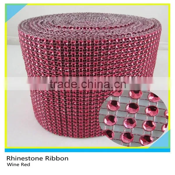 Acrylic Mesh Wrap Pink Sew on Plastic 24 Rows 10 Yards Roll photo-5