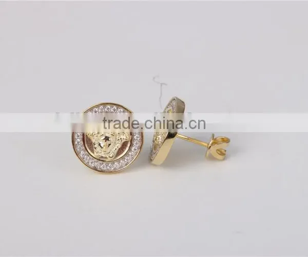 Factory Direct Sale Round Shape Zicon 925 Silver Stud Hip Hop Medusa Earring Jewelry photo-4