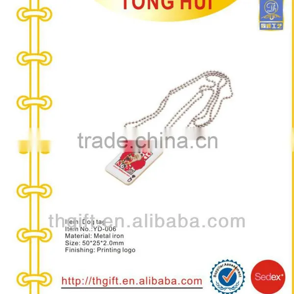 Metal Poker/playing Card Logo Dog Tag Necklaces for Imitation Jewelry