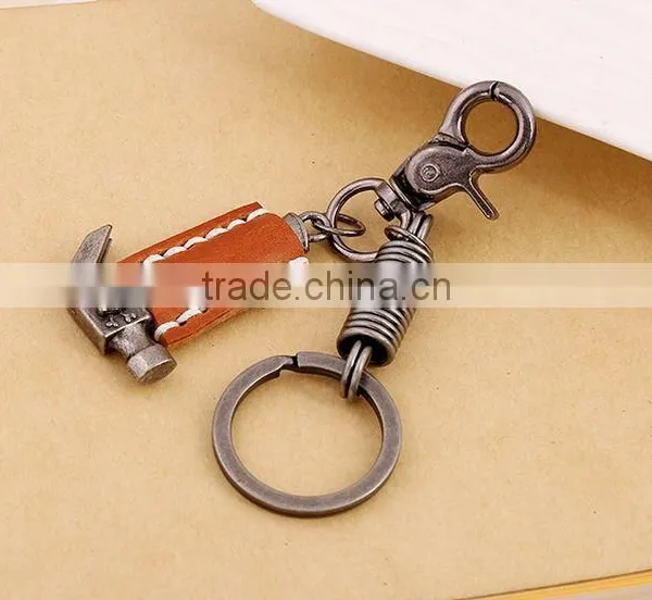 2015 Hot Sale Leather Keychain With Pendant Hammer and Big Ring photo-3