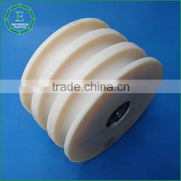 Engineering Cnc Machined Nylon Pulley 3 v Groove Durable Plastic Pulley Bearing Wheel photo-5
