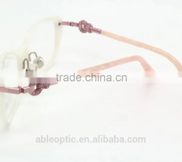 Lady Crystal Rhinestone Fashion Design Acetate Hand Made Spectacles Optical Frames Eyewear Eyeglasses photo-3