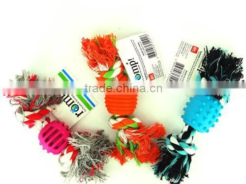 Hot Sale Dog Product Dog Cotton Pet Toy Dog Chewing Toy Colored Cotton Rope With TPR photo-3
