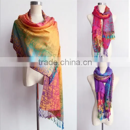2016 Hottest Rainbown Winter Cashmere Scarf Fashion Women Scarves Shawls