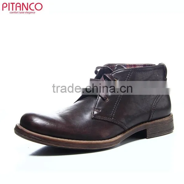 High Quality Brush Color Cowhide Lace-up Mens Casual Boots
