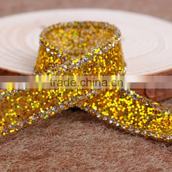 New Arrival Bling Bling Crystal Rhinestone Ribbon With Hotfix Glue Chain photo-2