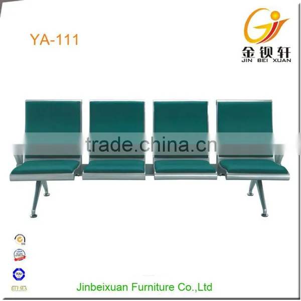 Green Leather Cushion 4-seat Bench Hospital Waiting Room Chairs