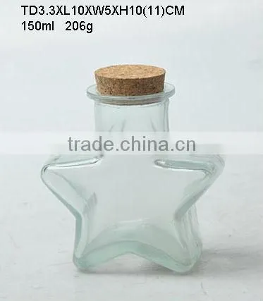 Glass Star Bottle With Cork