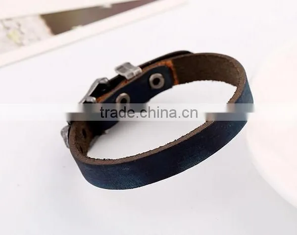 Braided Leather Bracelet Cuff With Metal Snap Closure Adjustable Genuine Leather photo-4