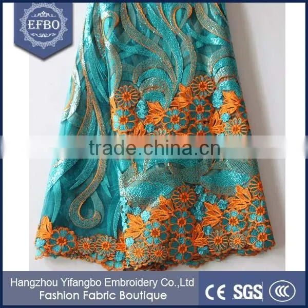 Newest Style Beautiful Sequin Tulle French Net Lace / Bridal Multi Color Lace Fabric For Wedding Dress photo-6