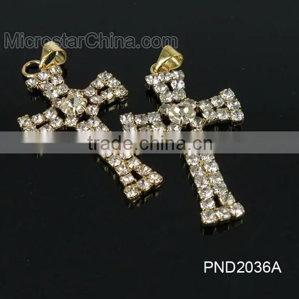 2015 Hot White Color Diamond Design Custom Big Cross Rhinestone Pendant photo-3