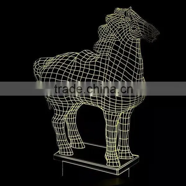 3D Optical Night Light Horse 7 RGB Light Colors 10 LEDs AA Battery or DC 5V Mixed Lot photo-5