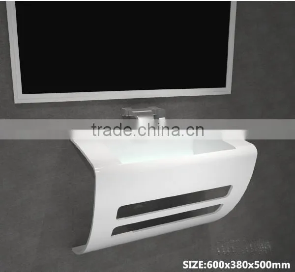 Solid Surface Freestanding Wash Hand Basin With Tap , Stone Resin Wash Basin, Wall Hung Wash Basin photo-5