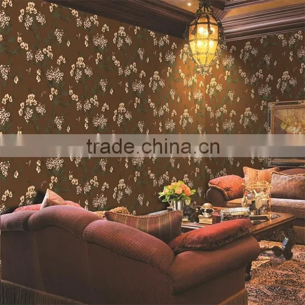 Hot Natural Flower Pure Paper Hotel Bedroom Wallpaper photo-6