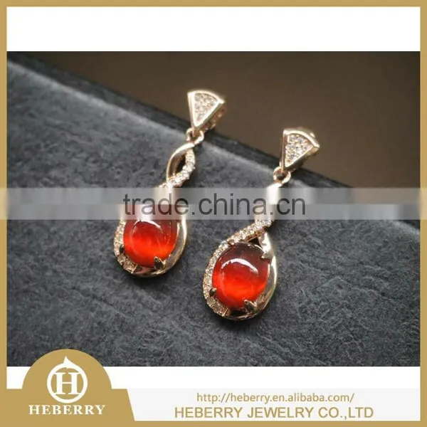 925 Sterling Silver Genuine Garnet Earrings With cz Diamond Stone for Ladies photo-4