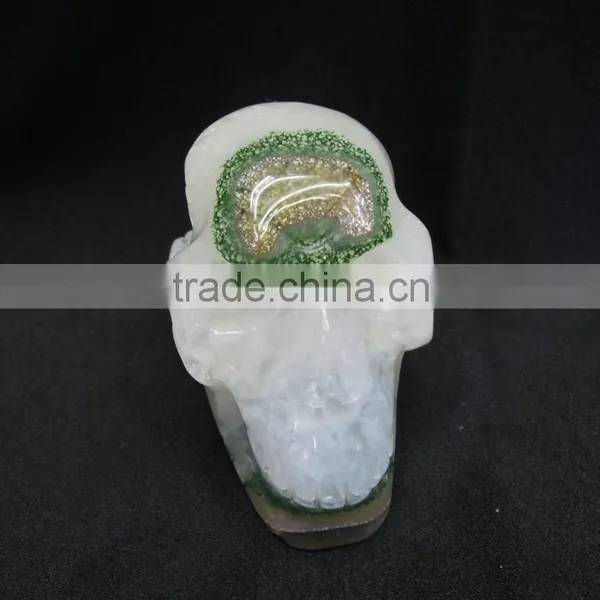 Hot Sale Natural Crystal Delicated Amethyst Skull With Geode All by Hand Carved photo-2