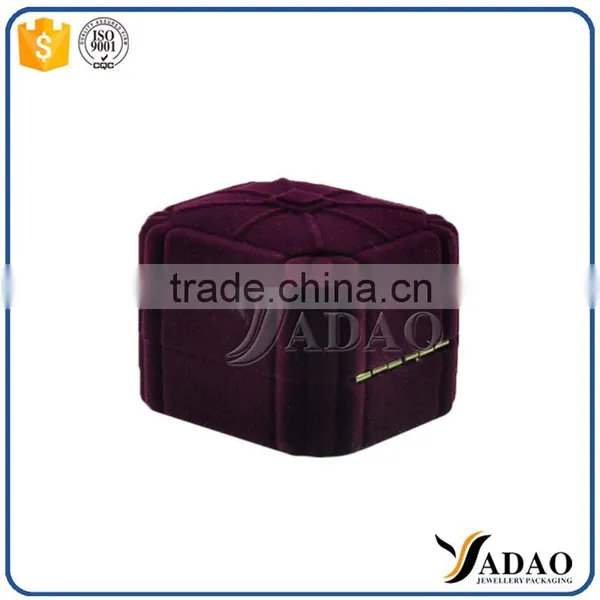 Unique High Quality Purple Custom Velvet Jewelry Boxes Ring Packaging photo-3