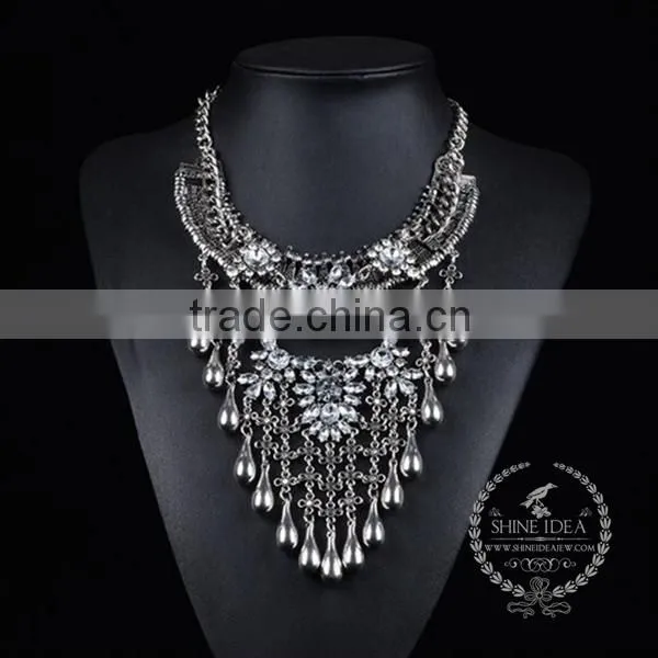 High Quality Vintage Rhinestone Chunky Statement Necklace Tin Alloy Fashion Women Pendant Necklace 6390109 photo-2