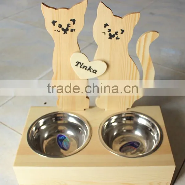 Factory Direct Small Wooden Cat Feeder/wood Cat Bowl photo-3