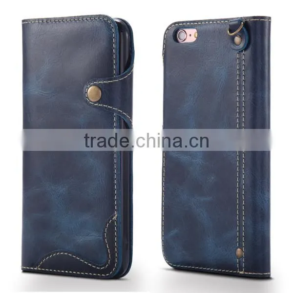 Retro Oil Wax Leather, Flip Cowhide Leather Phone Case For IPhone6/6s/plus photo-3