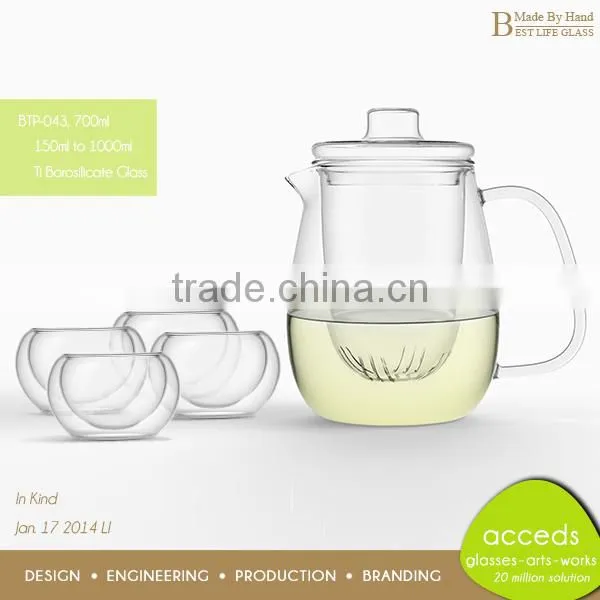 Odd-Shaped Artistic Handcrafted High Quality Double Glass Tea Pot photo-5