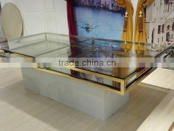 Hot Selling Golden Stainless Steel Wedding Project Wedding Table With Glass Top photo-6