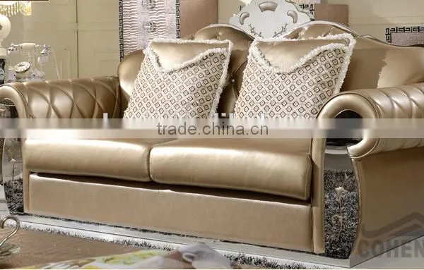 SF017 2+3 Champagne Leather Sofa Furniture Set With Crystal Button 2015 New Arrival photo-3