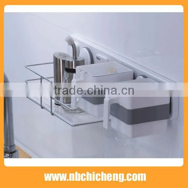 Kitchen Condiment Rack House Wall Holder Multi Function Suction Shelf