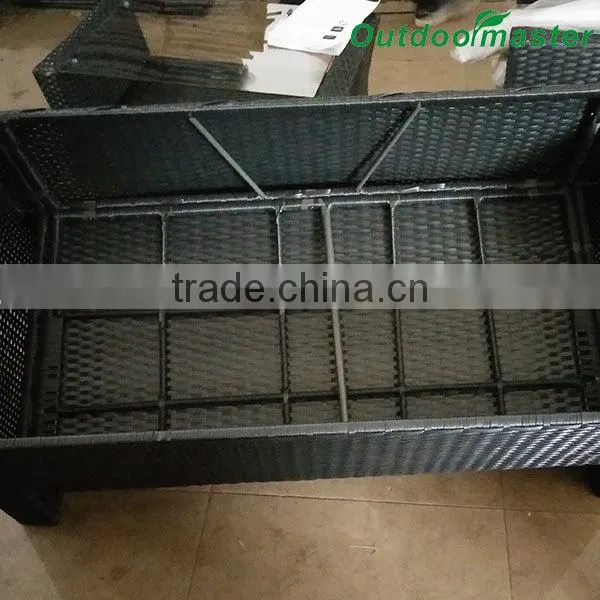 Factory Production 4pcs Assembled Cushioned Black Wicker Sofa Set photo-6
