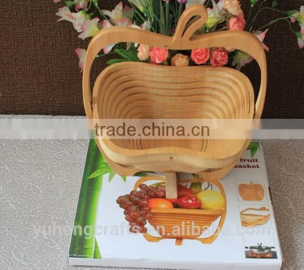 100% Bamboo Made Apple Shape Folding Fruit Basket photo-2