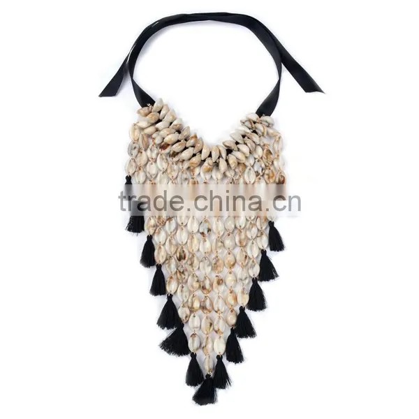 2016 Europe and the United States the New Multilayer Shell Long Tassels Woven Necklace to Sweater Chain Jewelry photo-2