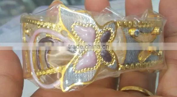 Peacock Broad Hand Carved Gold Plated BRACELET BANGLE KADA photo-3