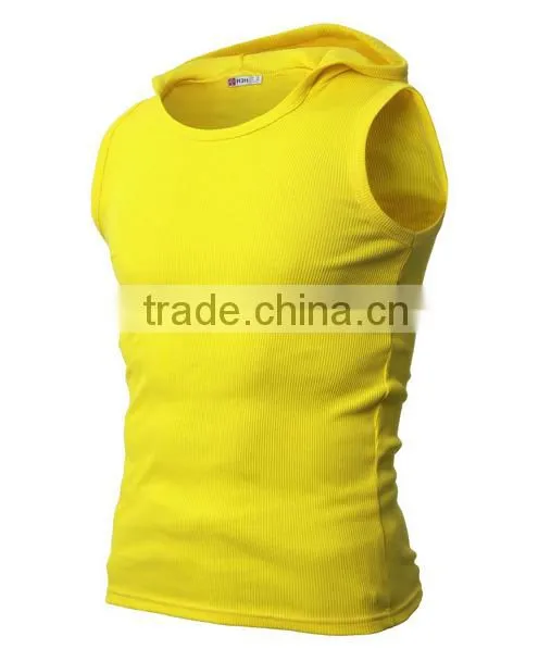 OEM New Design Cotton Plain Mens Wholesale Sleeveless Hoodie Stringer Vest photo-6