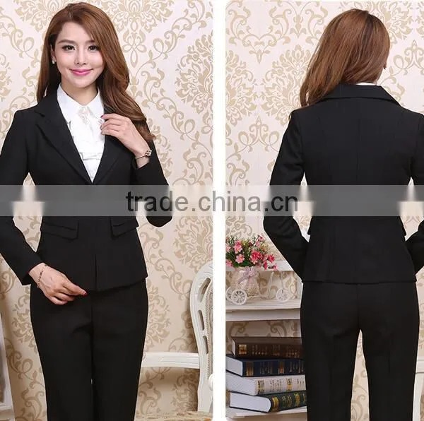 Custom Office Ladies Two Pieces Set Business Women Trousers Formal Suits Wholesale photo-3