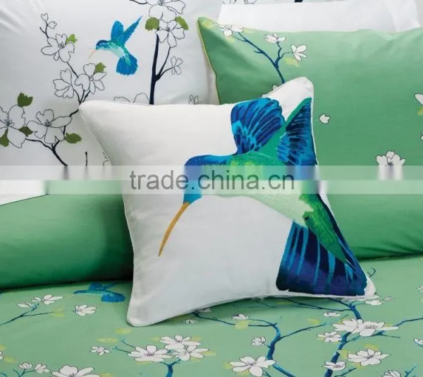 Printed and Embellished With Embroidered Birds Quilt Cover photo-3