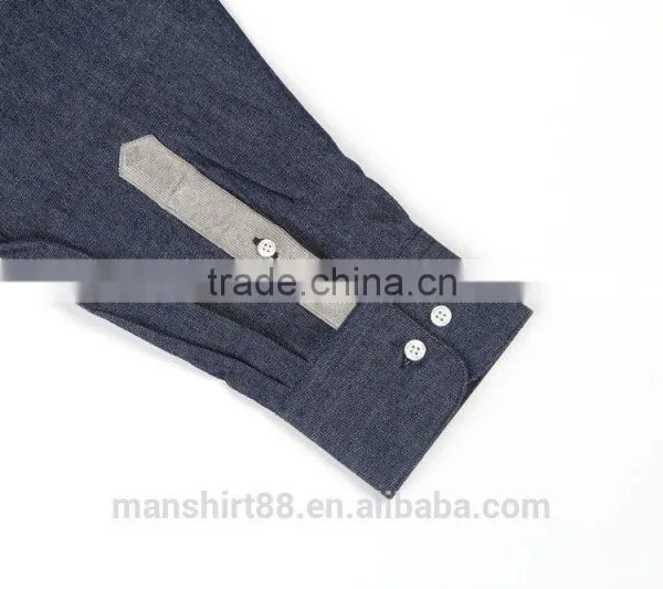 Business Shirts Denim Button Down New Design Men Dress Shirt photo-3