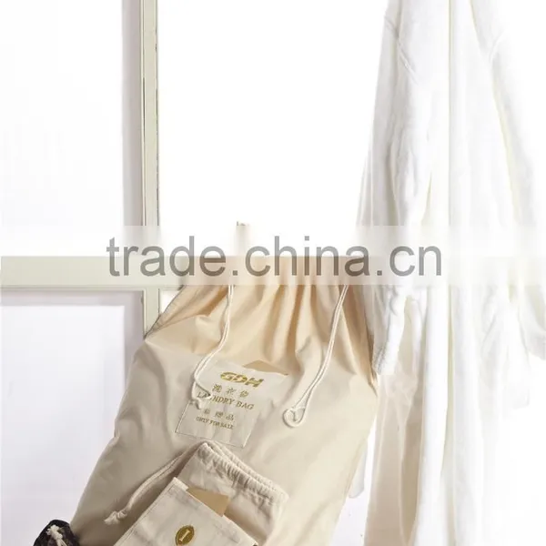 Promotional Natural Cotton Canvas Drawstring Hotel Laundry Bags photo-3