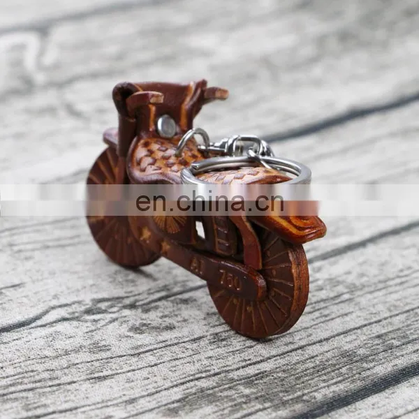 Genuine Leather Custom Animal Motorcycle Keychain photo-3