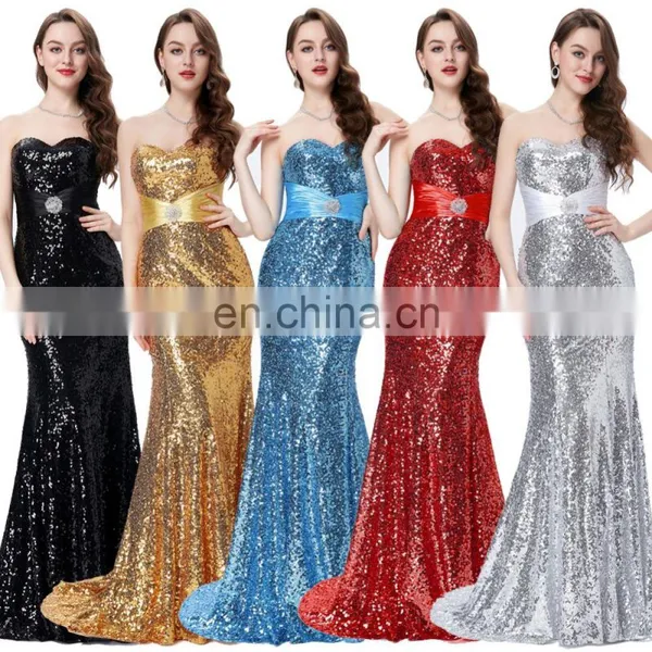Grace Karin Strapless Sweetheart Neckline Long Mermaid Women's Special Occasion Sexy Silver Prom Dresses CL4409-4 photo-6