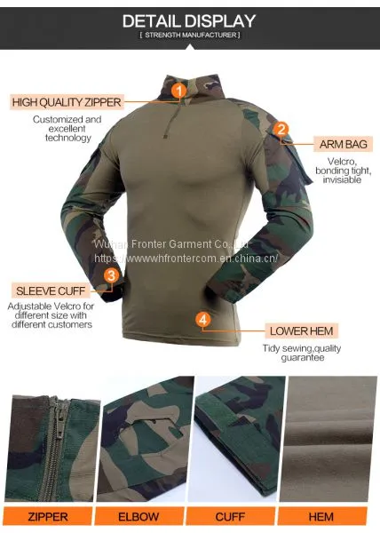 6-Colors Knitted Army Military Combat H Frog Sleeve Tactical Shirt Suit photo-4